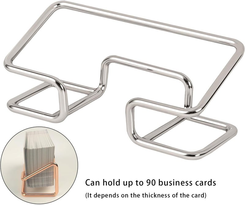 DMFLY Metal Business Card Holder for Desk, Cute Card Display Stand, Compatible with Various Countertops, Silver - Image 2